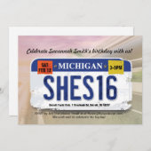 De 16de verjaardag van het meisje Michigan Uitnodi Kaart (Voorkant / Achterkant)