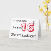 De 16e verjaardag van de neef in rood en zwart. kaart (Gele Bloem)