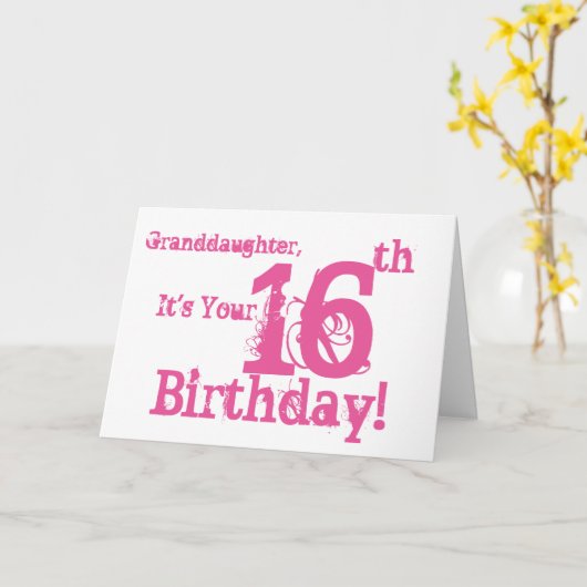 De 16e verjaardag van mijn kleindochter in het roz kaart (Gele Bloem)