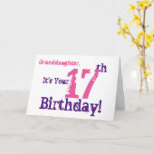 De 17e verjaardag van kleindochter in paarse, roze kaart (Gele Bloem)