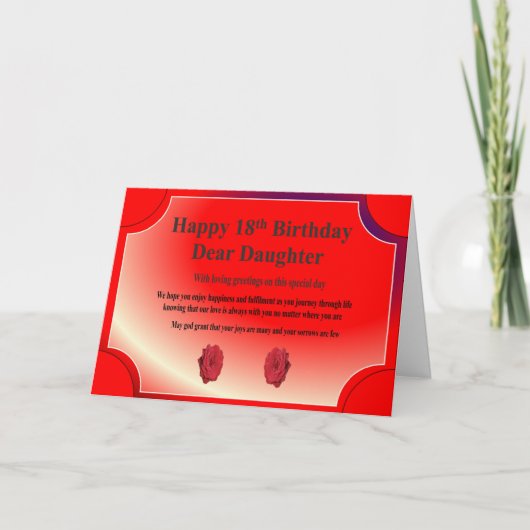 de 18de Kaart van de Verjaardag voor een Dochter (Voorkant)