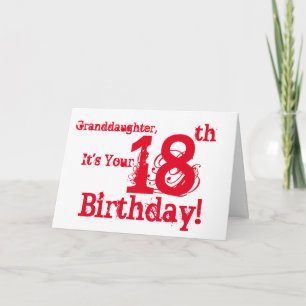 De 18de verjaardag van de kleindochter in rood en kaart