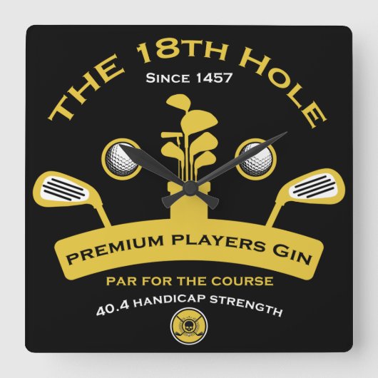 De 18e Golf Hole Funny Golfing Gifts Vierkante Klok (Voorkant)