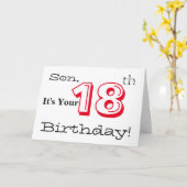 De 18e verjaardag van de zoon in rood en zwart. kaart (Gele Bloem)