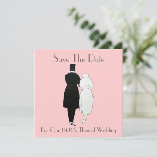 De 1920's Geëigende bruiloft bespaart de datum Save The Date (Staand voorkant)