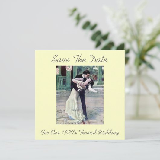 De 1920's Geëigende bruiloft bespaart de datum Save The Date (Staand voorkant)