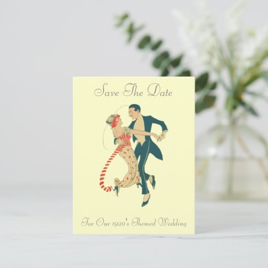 De 1920's Geëigende bruiloft bespaart de datum Save The Date (Staand voorkant)