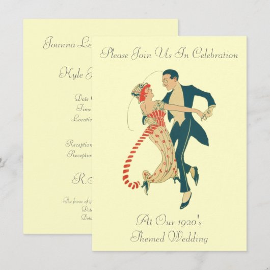 De 1920's 'Th-Wedding Invitations' Kaart (Voorkant / Achterkant)