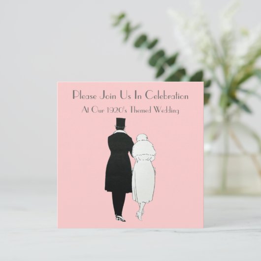 De 1920's 'Th-Wedding Invitations' Kaart (Staand voorkant)