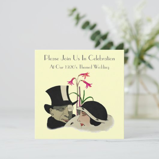 De 1920's 'Th-Wedding Invitations' Kaart (Staand voorkant)