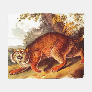 de 19de eeuw bobcat druk fleece deken