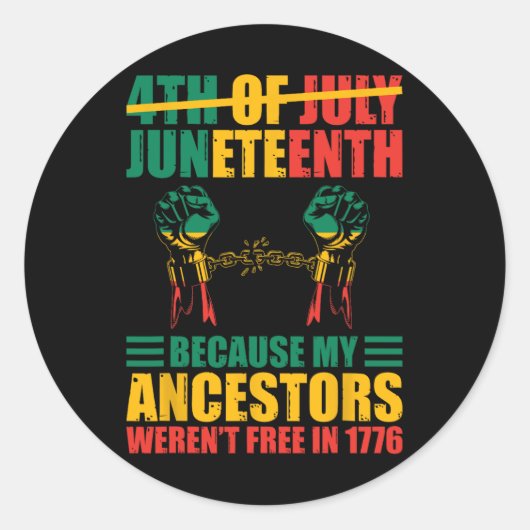 De 19e Afro-Amerikaan is mijn Onafhankelijkheidsda Ronde Sticker (Voorkant)