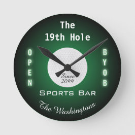 De 19e hole Golf Golfers Sport Bar Wandklok