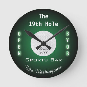 De 19e hole Golf Golfers Sport Bar Wandklok
