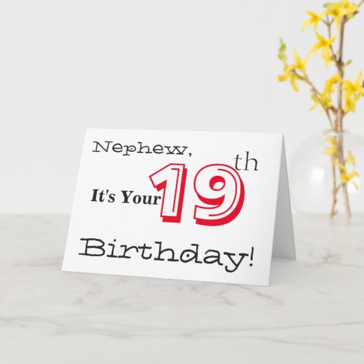 De 19e verjaardag van de neef in rood en zwart. kaart (Gele Bloem)