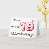 De 19e verjaardag van de zoon in rood en zwart. kaart (Gele Bloem)