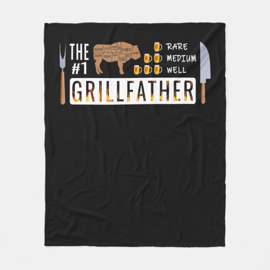 De 1 Zeldzame Medium Well Grillfather | BBQ Lovers Fleece Deken (Voorkant)