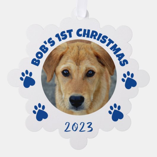 De 1e Kerstmis van de Gepersonaliseerd Hond Ornament Kaart (Voorkant)