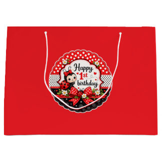 De 1e verjaardag van lieve lieveheersbeestje groot cadeauzakje
