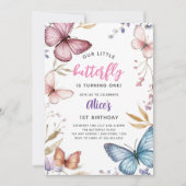 De 1e verjaardag van Little Butterfly Girl Kaart (Voorkant)