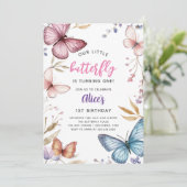 De 1e verjaardag van Little Butterfly Girl Kaart (Staand voorkant)