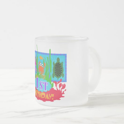 de 1st Onderzeese T-shirts van de Verjaardag van Matglas Koffiemok (Voorkant rechts)