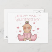 De 1st Valentijnsdag van het Meisje van het baby Feestdagenkaart (Voorkant / Achterkant)