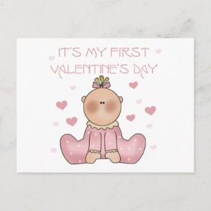 De 1st Valentijnsdag van het Meisje van het baby Feestdagenkaart