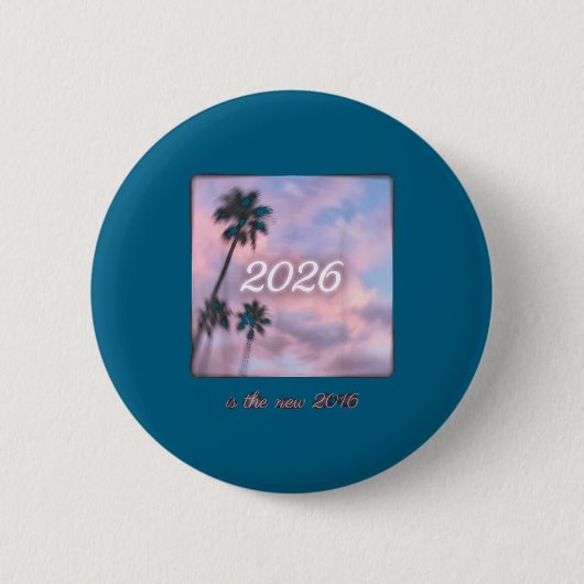 De 2016 Retro Palmboom Zonsondergang Ronde Button 5,7 Cm (Voorkant)