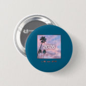 De 2016 Retro Palmboom Zonsondergang Ronde Button 5,7 Cm (Voorkant /achterkant)