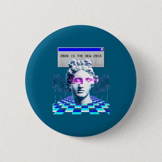 De 2016 Vaporwave Glitch Beeld Esthetiek Ronde Button 5,7 Cm (Voorkant)