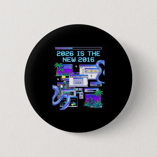 De 2016 Vaporwave Pixel Computer Esthetiek Ronde Button 5,7 Cm (Voorkant)