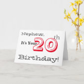 De 20e verjaardag van de neef in rood en zwart. kaart (Gele Bloem)