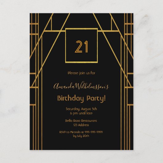 De 21e verjaardag van de Roaring van de 20 zwarte  Briefkaart (Voorkant)