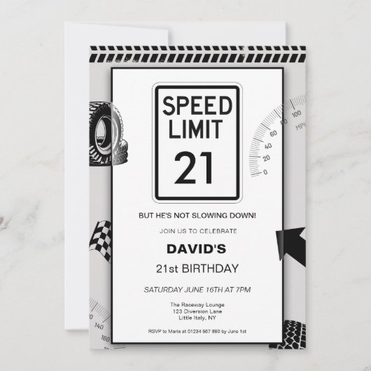De 21e verjaardag van Speed Limit Man  Kaart (Voorkant)