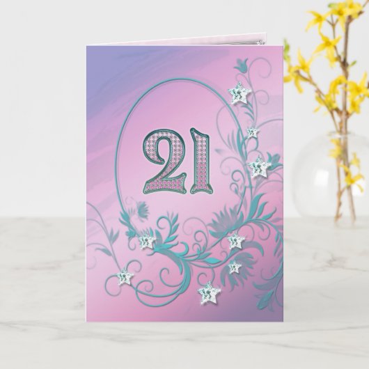 de 21ste kaart van de Verjaardag met (Gele Bloem)