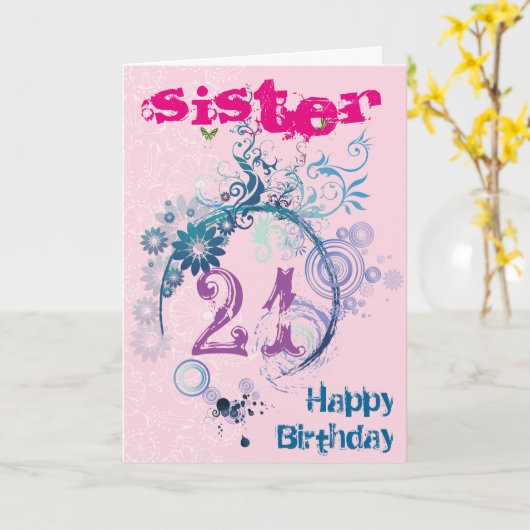 de 21ste Kaart van de Verjaardag voor Zuster (Gele Bloem)