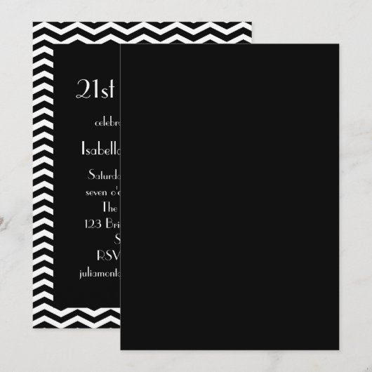 De 21ste uitnodiging van de 21ste verjaardag van d (Voorkant / Achterkant)
