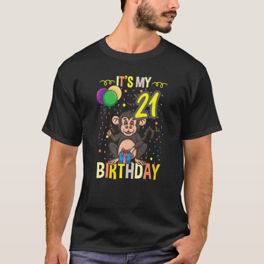 De 21ste verjaardag van de Chimpansee-aap T-shirt (Voorkant)