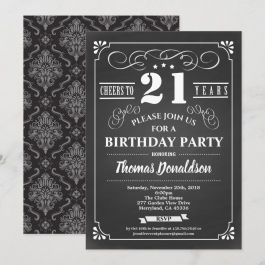 De 21ste verjaardag van de terugkeer nodigt uit. C Kaart (Voorkant / Achterkant)