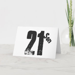 De 21ste verjaardag van de zoon, zwart en wit. kaart
