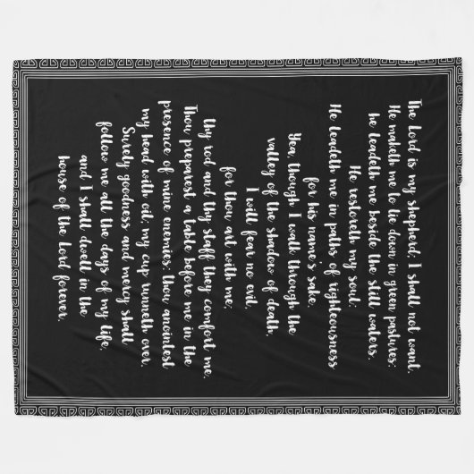 De 23e Psalm Black met White Hand Lettered Fleece Deken (Voorkant (Horizontaal))