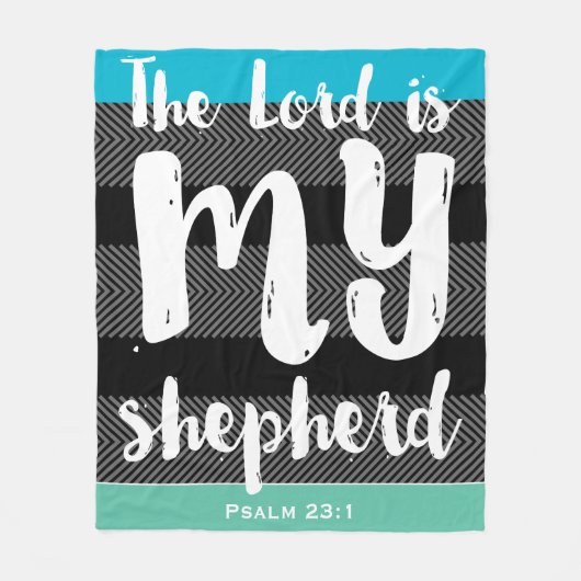 De 23e Psalm Black met White Hand Lettered Fleece Deken (Voorkant)