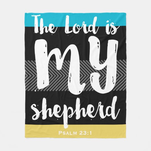 De 23e Psalm Black met White Hand Lettered Fleece Deken (Voorkant)