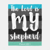 De 23e Psalm Zwart met Witte Hand Letteren Fleece Deken (Voorkant)