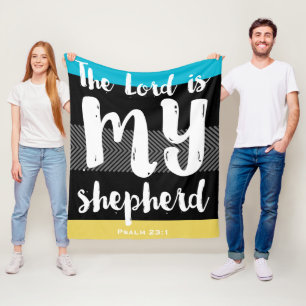 De 23e Psalm Zwart met witte handlettering Fleece Deken