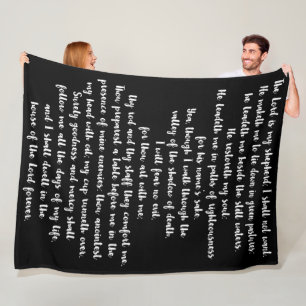 De 23e Psalm Zwart met Witte Trendy Typografie Fleece Deken