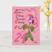 de 24ste Kaart van de Verjaardag met leuke (Gele Bloem)