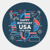 De 250ste verjaardag van Amerika Ronde Sticker (Voorkant)