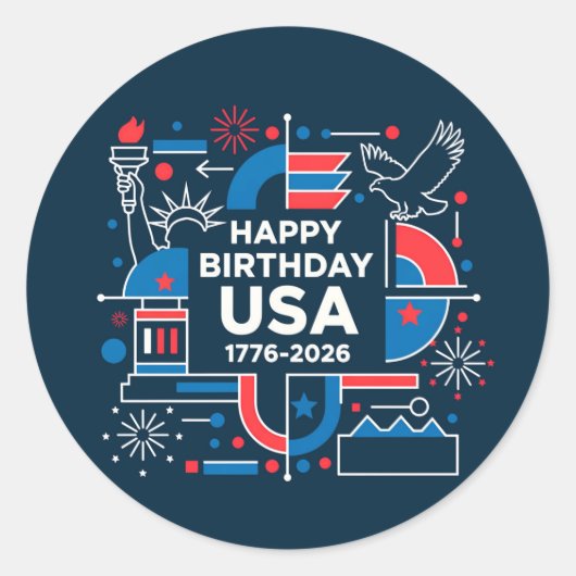 De 250ste verjaardag van Amerika Ronde Sticker (Voorkant)